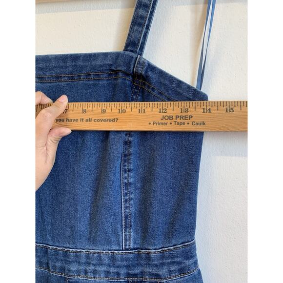 Women’s Denim Overalls Sincerely Wide Leg Style Retro Side Zipper Blue Size S - Picture 2 of 9
